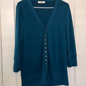 Zenana XL dark Teal blueSnap Button-Up lightweight Cardigan